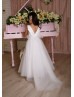 Ivory Lace Tulle Floor Length Flower Girl Dress With Train